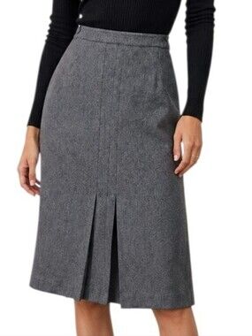 Vintage Mister Leonard A Line Skirt Women 12 Grey Wool Midi
